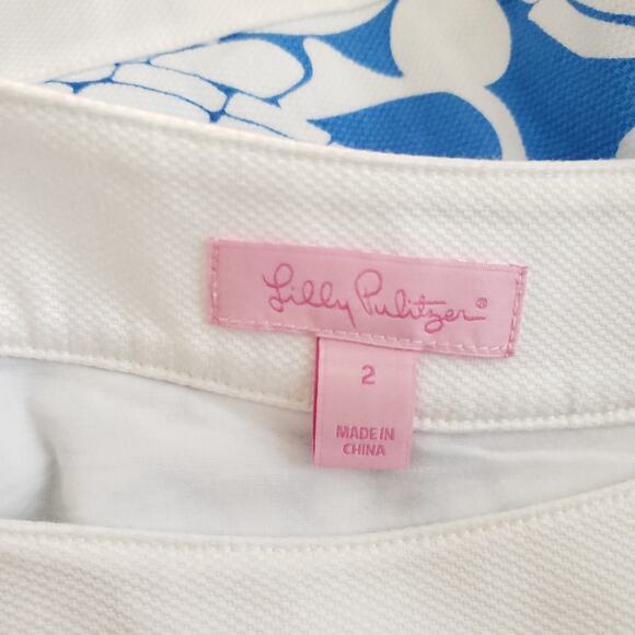 Lilly Pulitzer Gabby Gator Dress Printed Cotton A Line Blue Keyhole Neck Women 2 - Picture 9 of 11